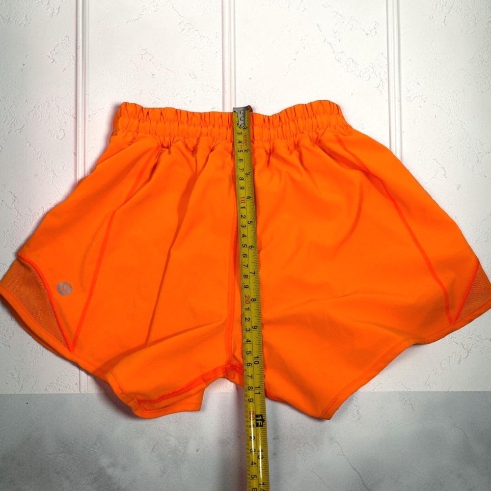 Lululemon Hotty Hot High-Rise Lined Shorts 4" Neon Orange Running Gym Womens 4 - Picture 7 of 9